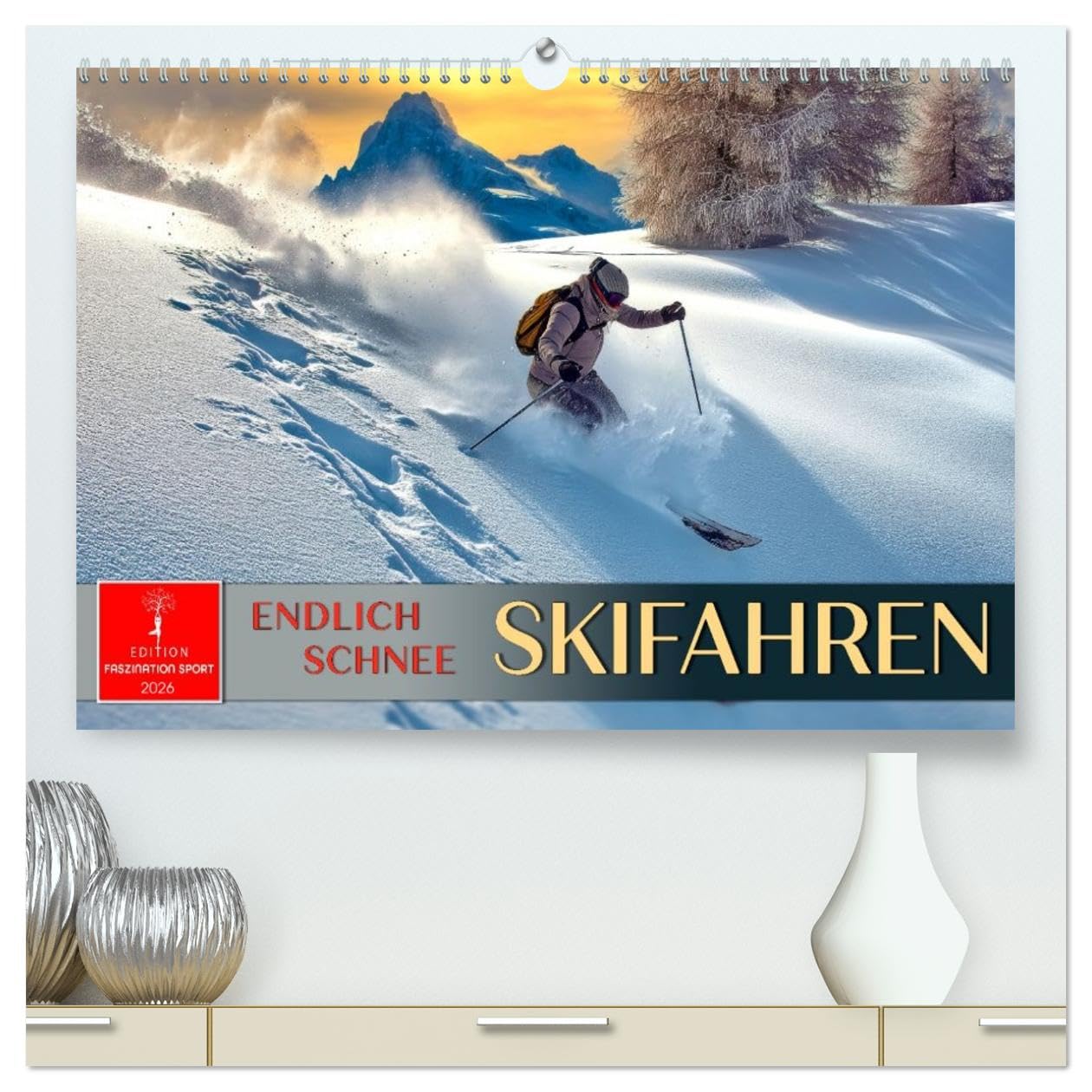 Skifahren - endlich Schnee (hochwertiger Premium Wandkalender 2026 DIN A2 quer), Kunstdruck in Hochglanz: Den Winter zwölf Monate lang genießen. (CALVENDO Sport)