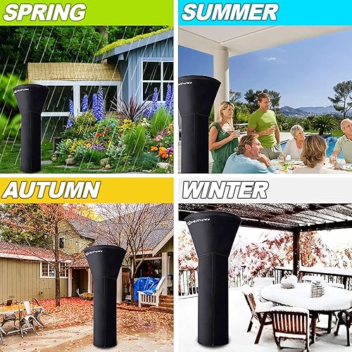 Miniatura 7 de HOXSURY Cubierta para calentador de patio al aire libre, impermeable, 94 pulgadas, 420D, resistente, redonda, Oxford, para calentadores de