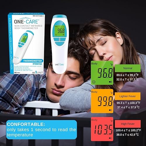 Miniatura 4 de ONE-CARE Termómetro infrarrojo HTD8818A  Sin contacto, termómetro Homedics, alta precisión, lectura rápida, temperatura corporal y ambiente, bebé