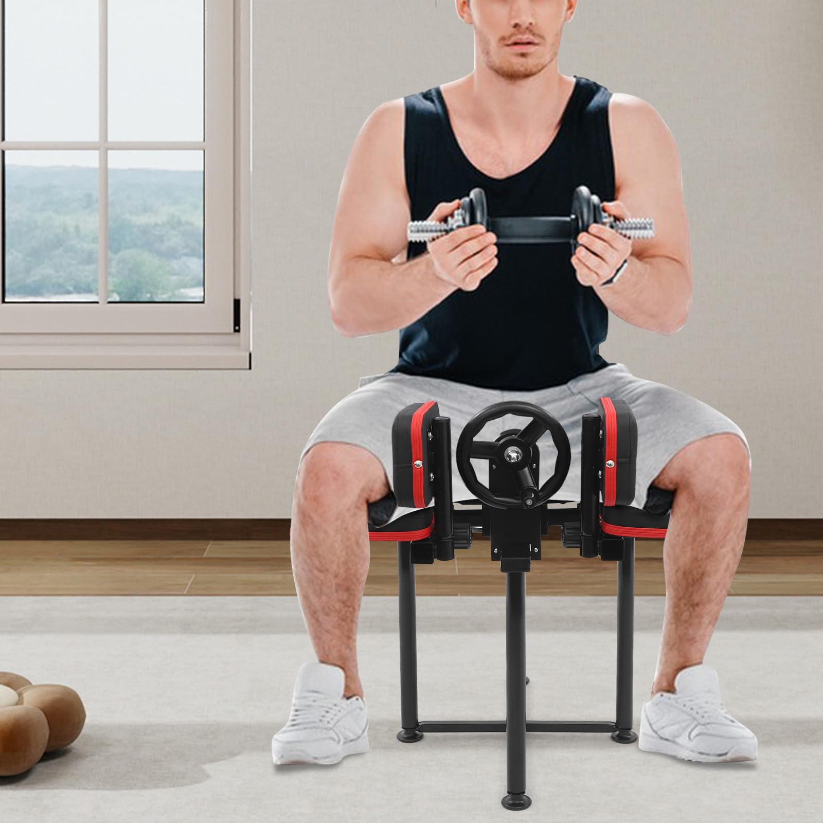 Ejercitador de piernas – Máquina elástica de piernas para estiramiento eficaz en el gimnasio y en casa, almohadilla de piel, construcción de acero resistente, ajustable individualmente para adultos y