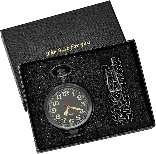 Miniatura 3 de Whodoit Reloj de bolsillo mecánico de acero inoxidable para hombre, reloj de bolsillo mecánico con esfera digital romana para hombres