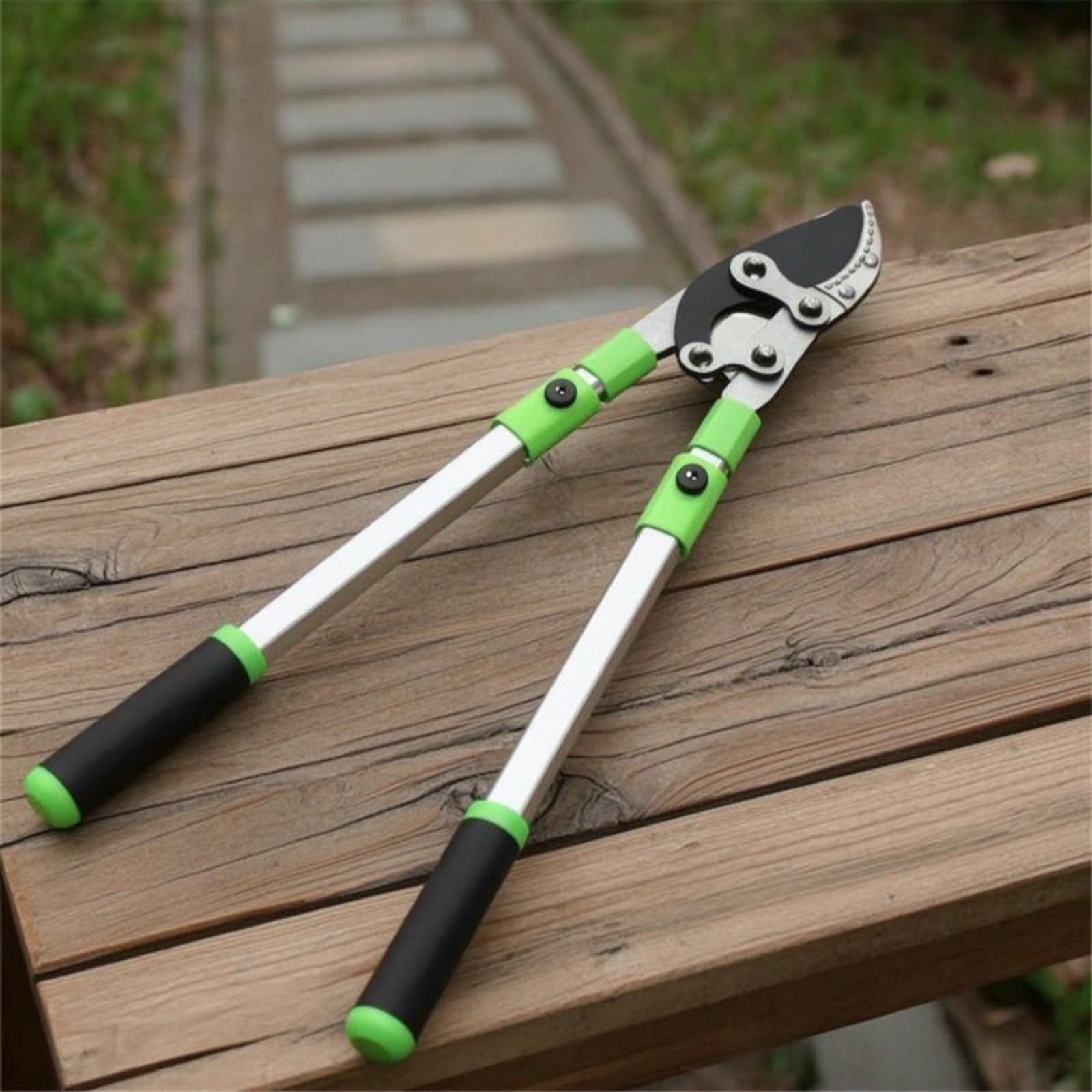 Troncarami Telescopico Robusto Troncarami con Manici Telescopici Allungabile Forbici da Potatura con Manico Lungo per Giardinieri, Black Green