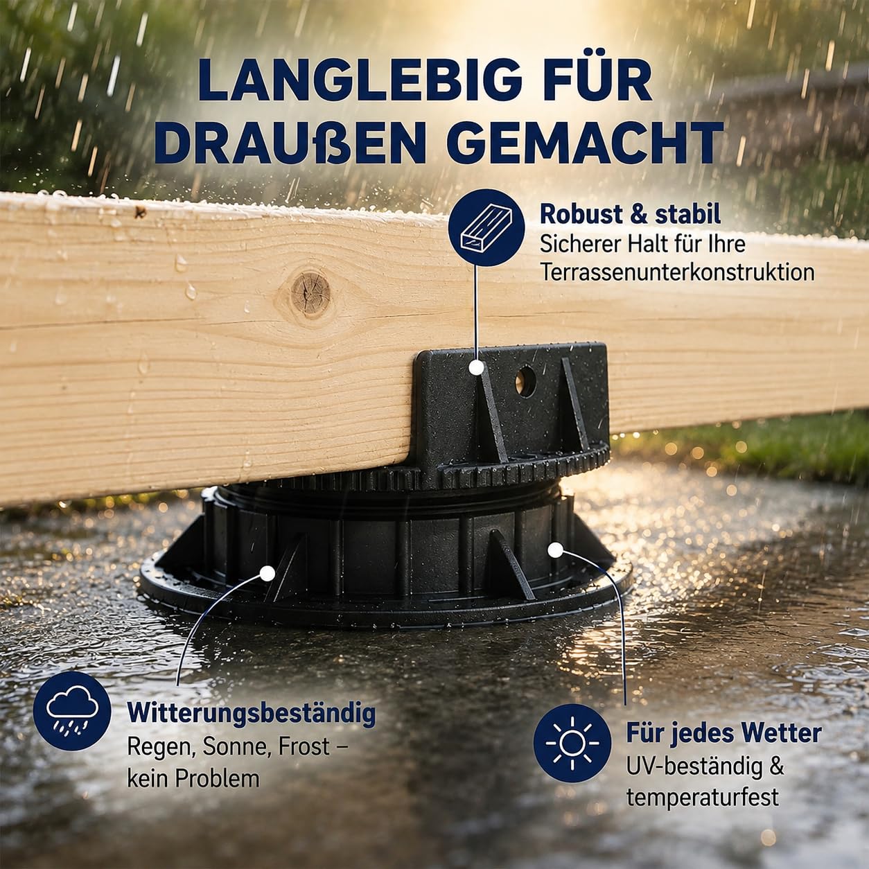 33x Stelzlager 20–25 mm, höhenverstellbar für Holz- und WPC-Terrassen