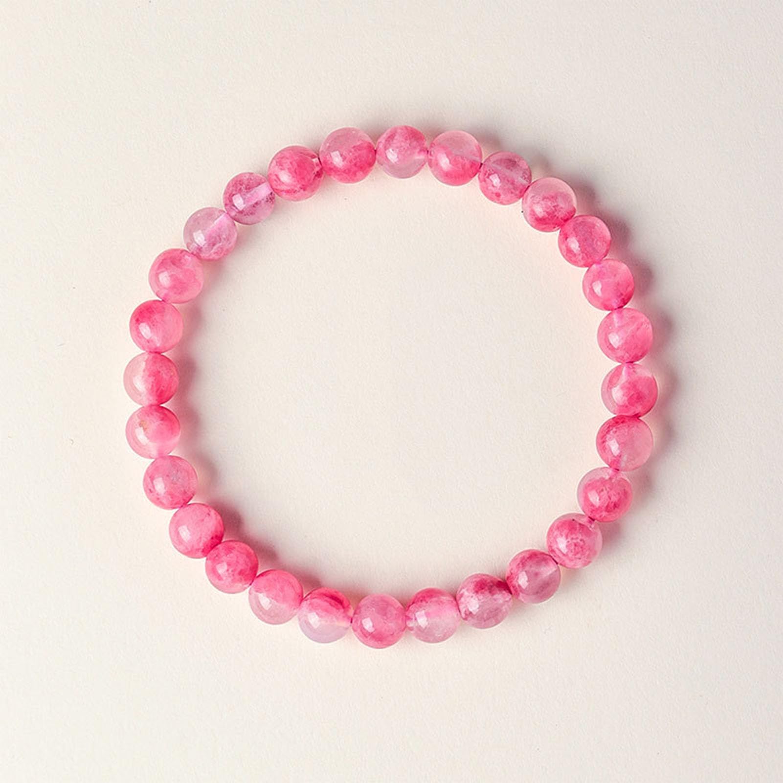 Pulsera de Cuarzo Rosa para Mujer, Cuentas de Piedra de Amor Natural de 6 a 10 mm para compasión y Paz Interior, joyería de Cristal elástico Ajustable con energía Positiva,9MM