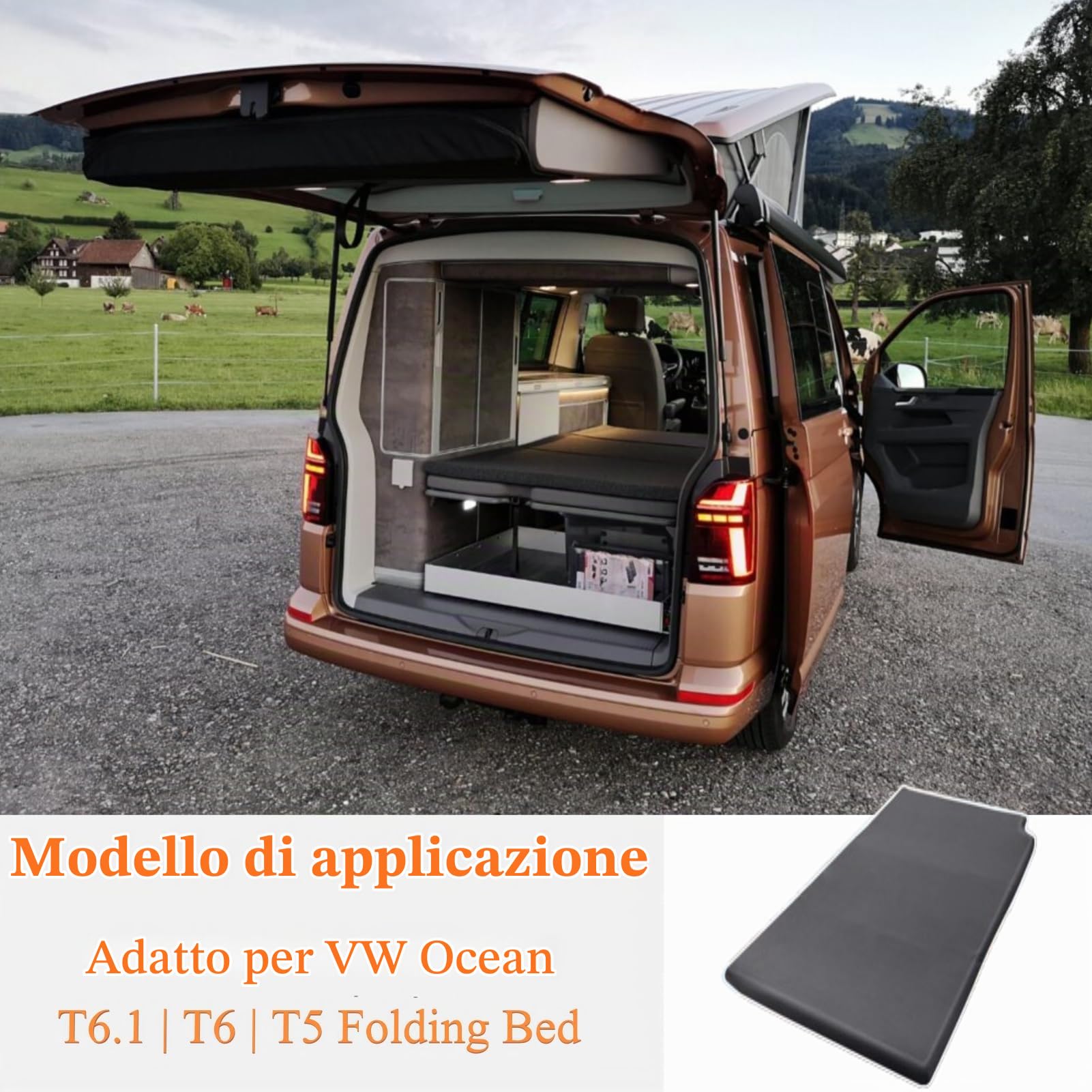 Lenzuola Camper per VW T5 T6 T6.1 Ocean Letto Pieghevole | Morbido, Bordo Elastico a 360°, Grigio, Coprimaterasso, Fodera Protettiva per Letto Camper