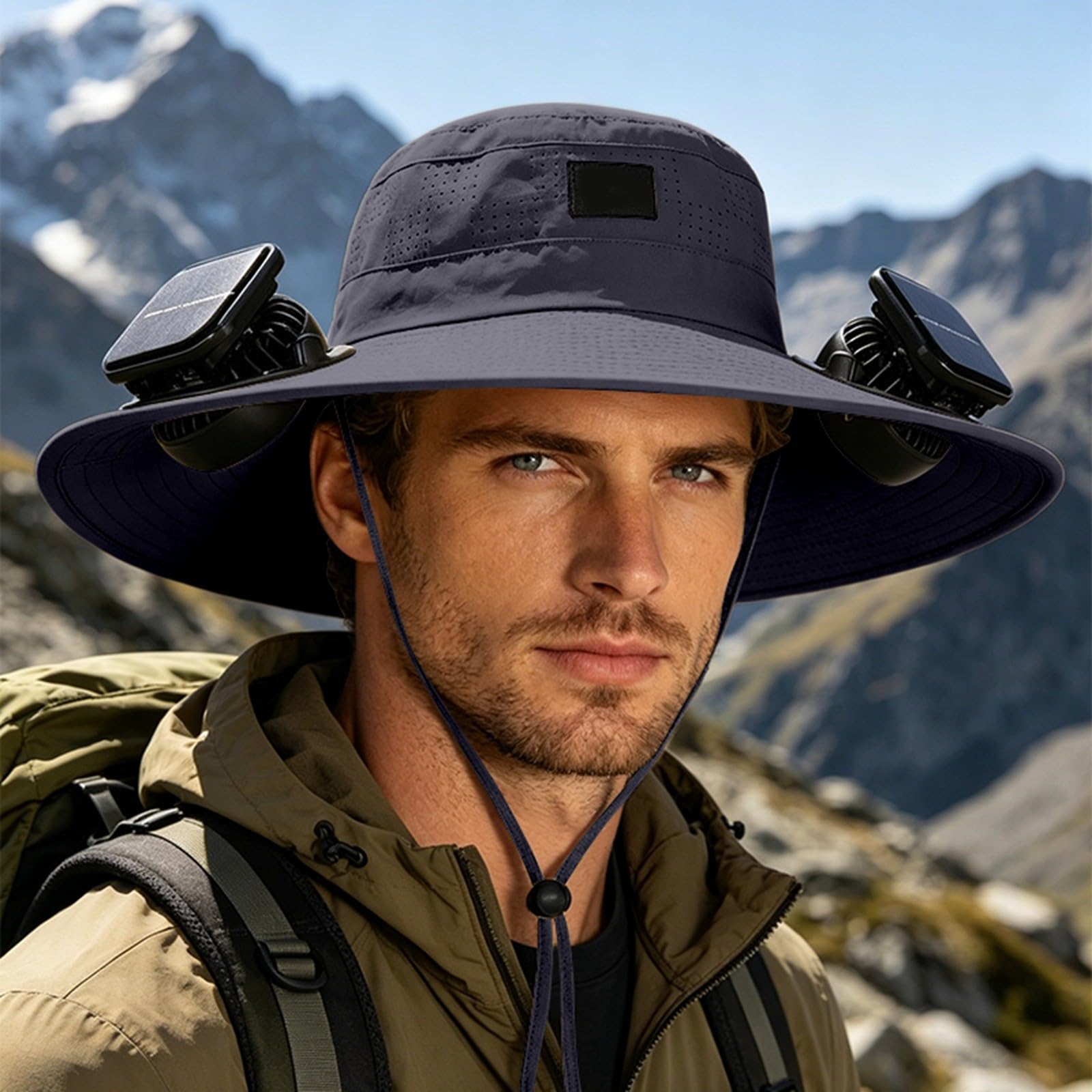 Cappello con Ventola a Energia Solare Largacappello Cappello per Unisex per Giardinaggio Alpinismo Pesca all'aperto Campeggio con Ricarica USB e Solari