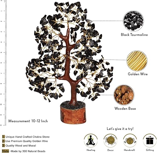Miniatura 2 de Cristales de turmalina negra, árbol de piedras preciosas, decoración de estante de sala de estar, cristal de árbol de dinero, regalos para