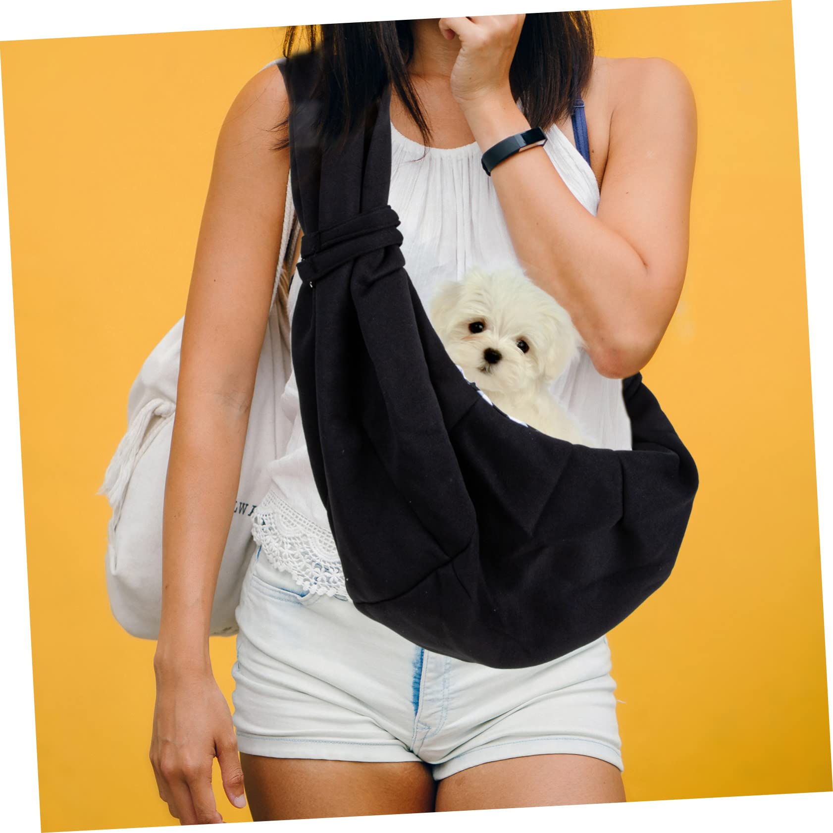 Zaino per Animali Domestici Nero, Traspirante e Leggero | Poliestere, per Gatti e Altri Pet, Uso in Gita e Shopping, Formato Portatile Ventilato