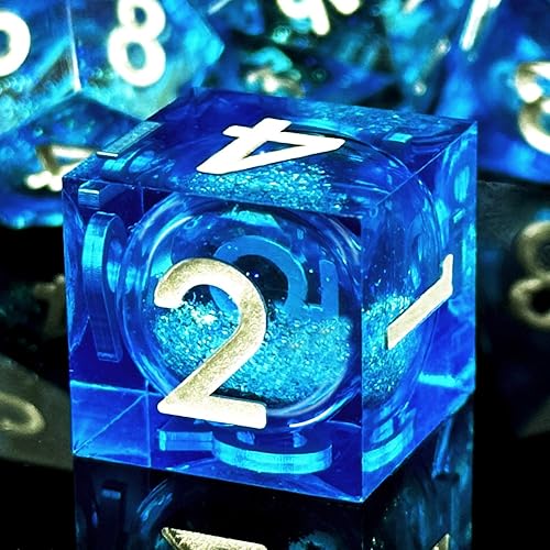 HAOMEJA DND - Juego de dados de resina de arena movediza con bordes afilados, juego de 7 dados poliédricos para juegos de rol de Calabozos y