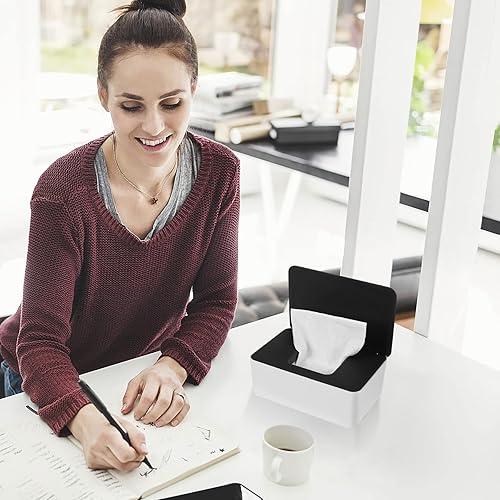 Miniatura 13 de NOVWANG Dispensador de toallitas, soporte para toallitas para bebés, mantiene las toallitas frescas, contenedor de toallitas recargables para Negro