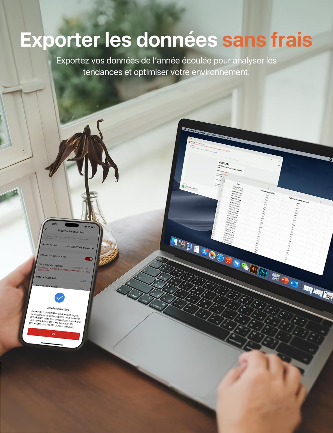 X-Sense Thermomètre-Hygromètre Wi-Fi avec Station de Base SBS50 STH0A31 et Détecteur de Fuite d’Eau Wi-Fi SWS51, Lot de 3