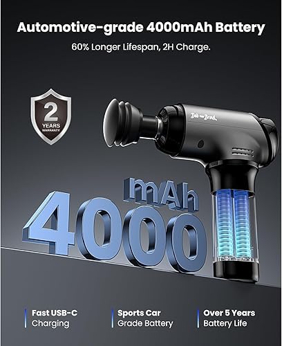 Miniatura 4 de BOB AND BRAD Pistola de masaje T2 Pro con calor y frío, pistola masajeadora de percusión de tejido profundo, masajeador muscular, masajeador