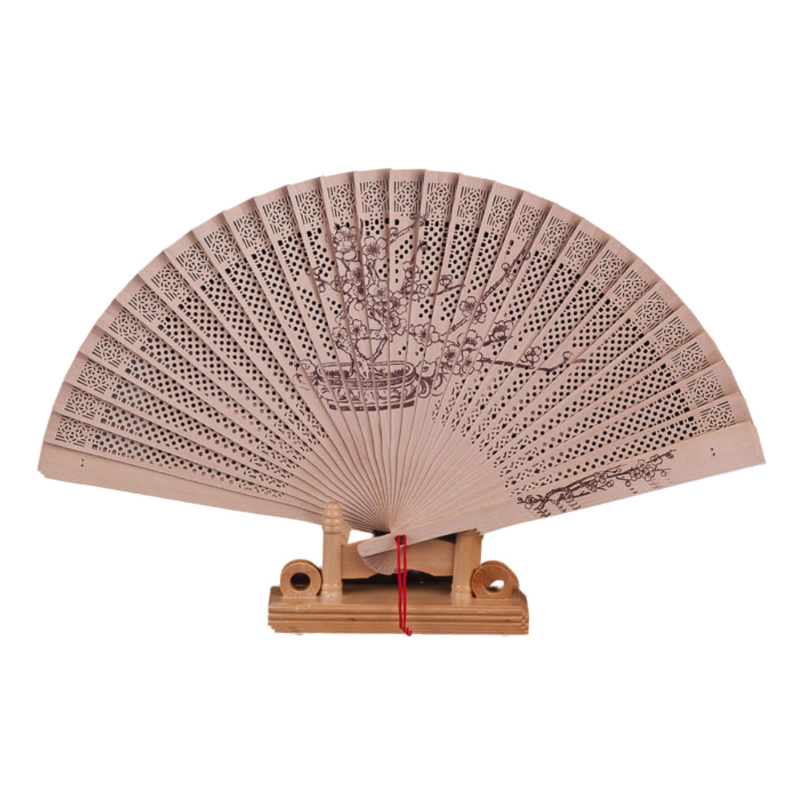 Kalttoy Exquisites Chinese Culture Handheld Fan Decorative Wood Handheld Folding Fan with Detailed Carving for Gift and Decors Hollow Carves