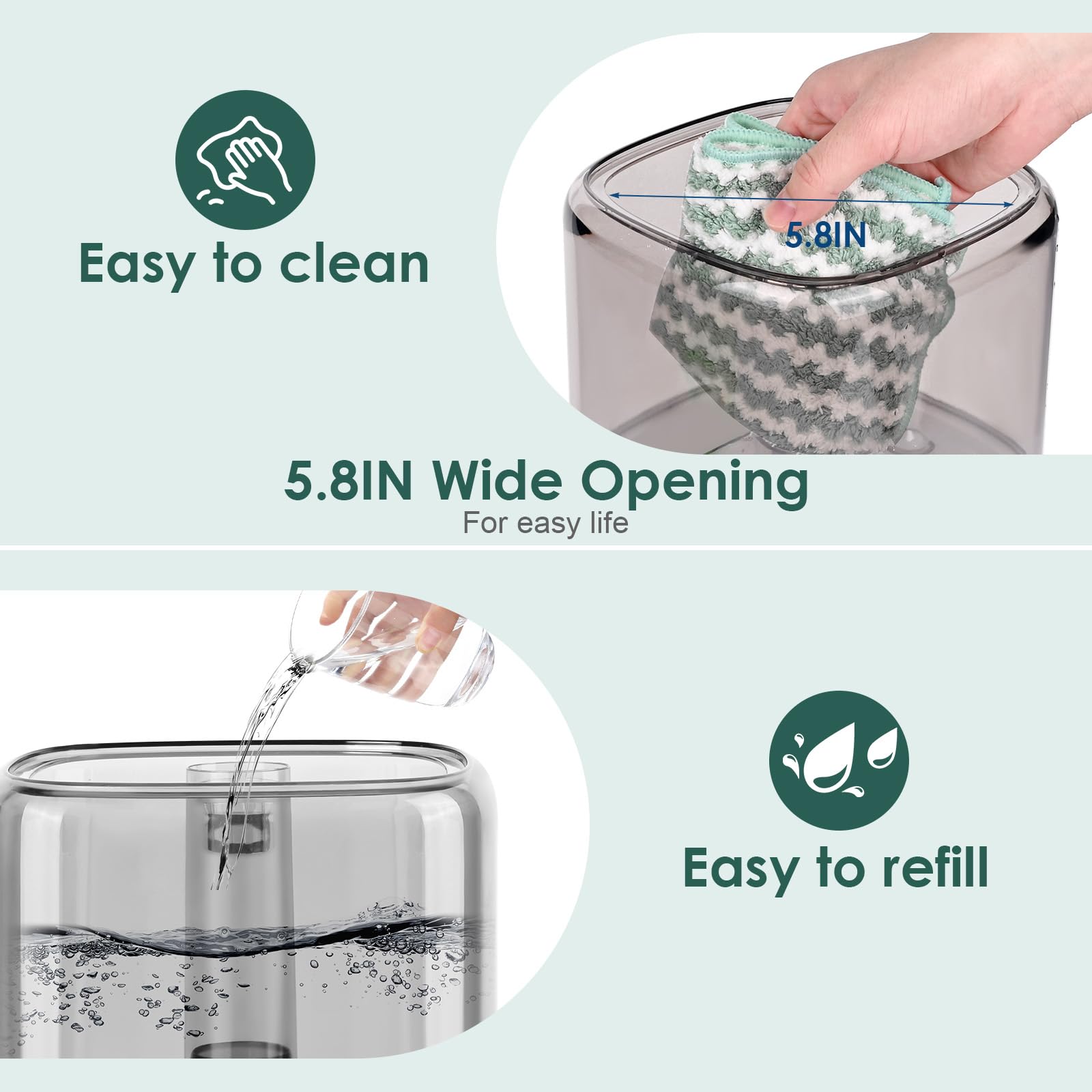SCANTEE® 5L Luftbefeuchter für Schlafzimmer Top-Füllung Luftbefeuchter 28dB Ultraleise Ultraschall Luftbefeuchter Zuhause Ultraschall mit 360°Drehbarer Düse für Baby Pflanzen automatische Abschaltung