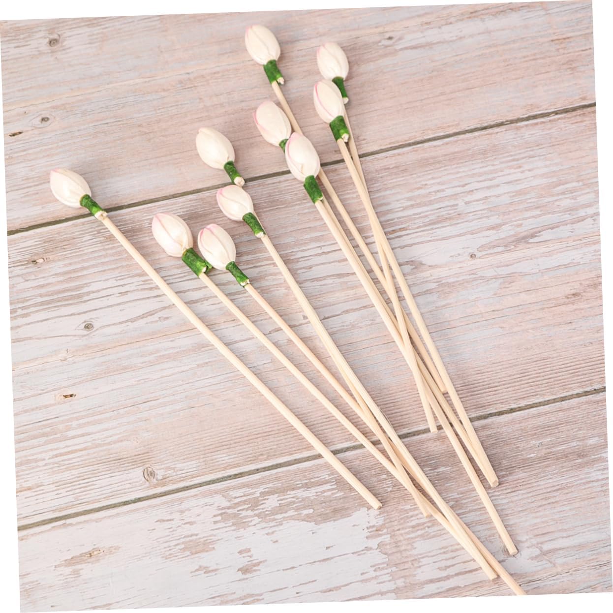 GARVALON 10pcs Flower Rattan Reed Sticks Wooden Oil Diffuser Decor