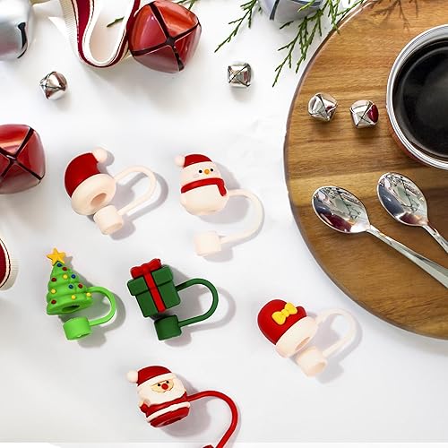 5 fundas navideñas de 0.394 in para Stanley Glass, accesorios Stanley, tapa de popote para popote de 30 y 40 onzas, una prueba de polvo, puntas de