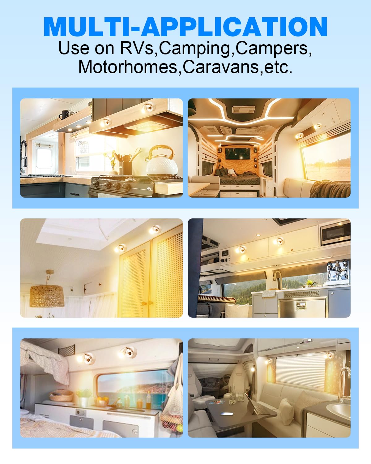 SUPAREE Eclairage LED 12V Caravane Lampe LED 12V Camping Car 12V Spot LED Camping Car avec Interrupteur Prise USB C 3000K 360° Orientable pour RV Van Fourgon Bateau Interieur 2Pcs