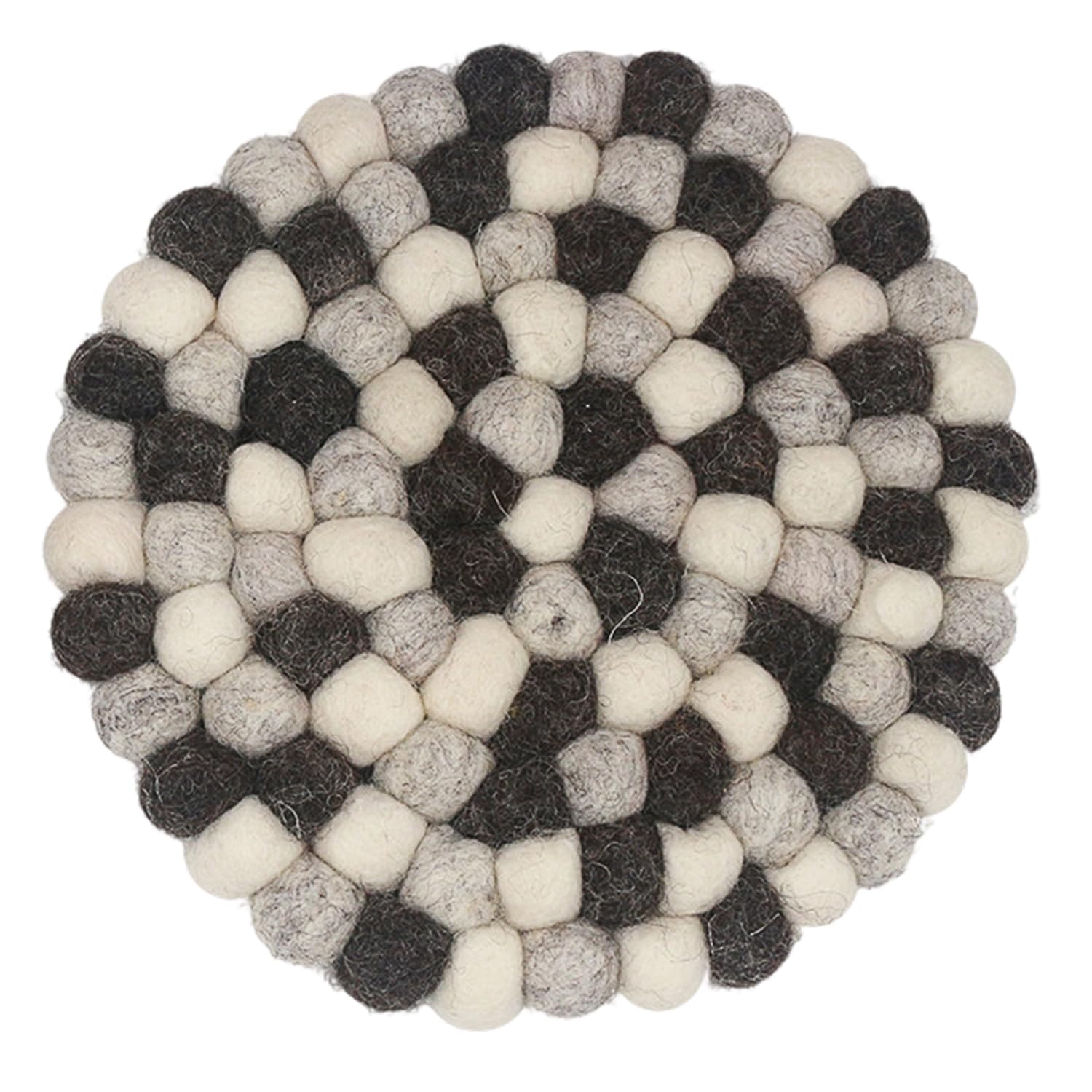 Felt Ball Coasters, Round, Felt Ball Coasters, Felt Coasters for Cups, Pots, Pans and Cups, Hand-Felted in Nepal, Pack of 1