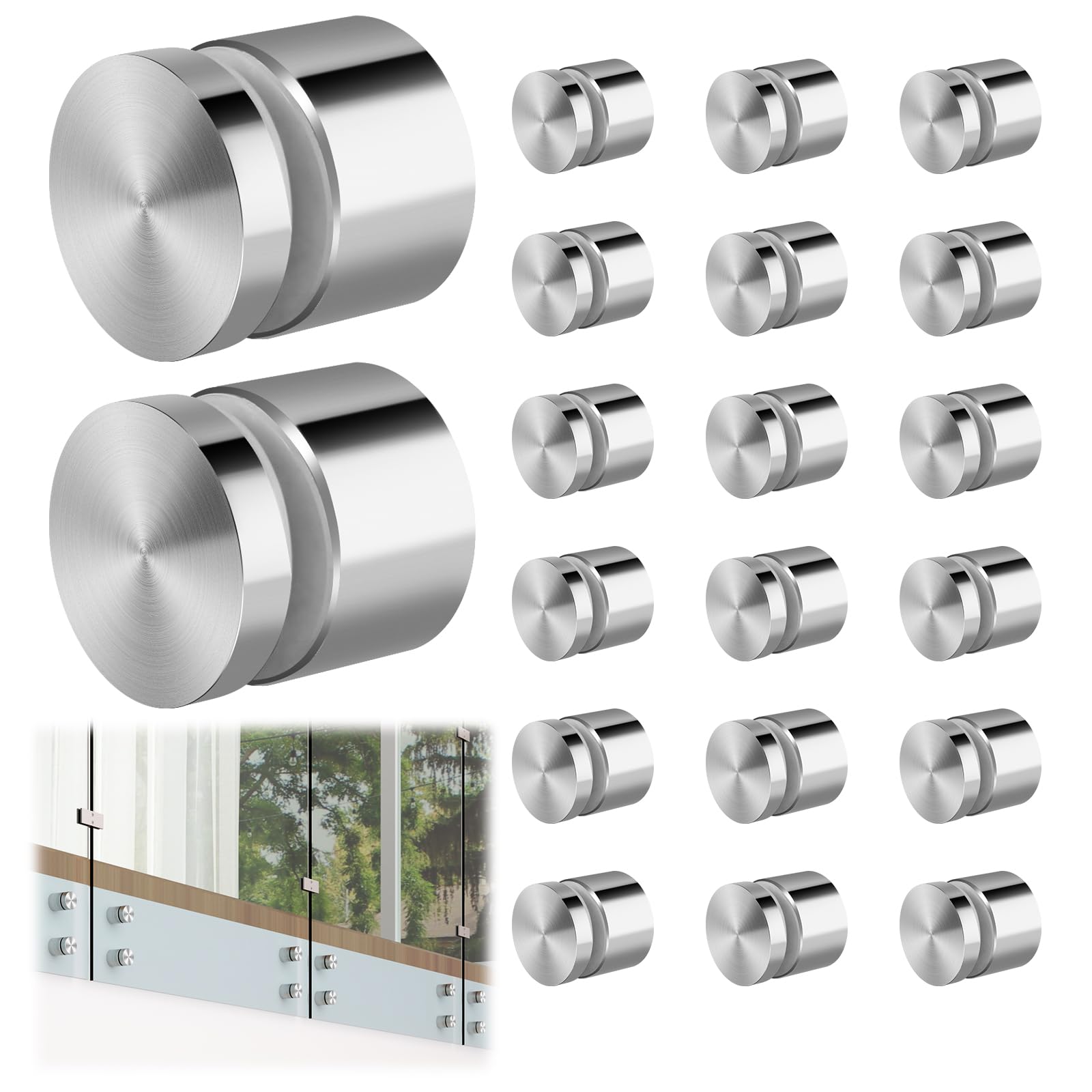 Entretoises en verre brossé SS316 pour balustrade de balcon et escalier - Lot de 20 pièces 5,1x5,1cm