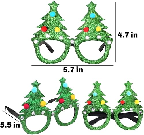 Miniatura 2 de UMEELR 10 marcos de gafas de Navidad con purpurina para fiestas, decoración de Navidad, gafas de disfraz para vacaciones, regalos de fiesta de