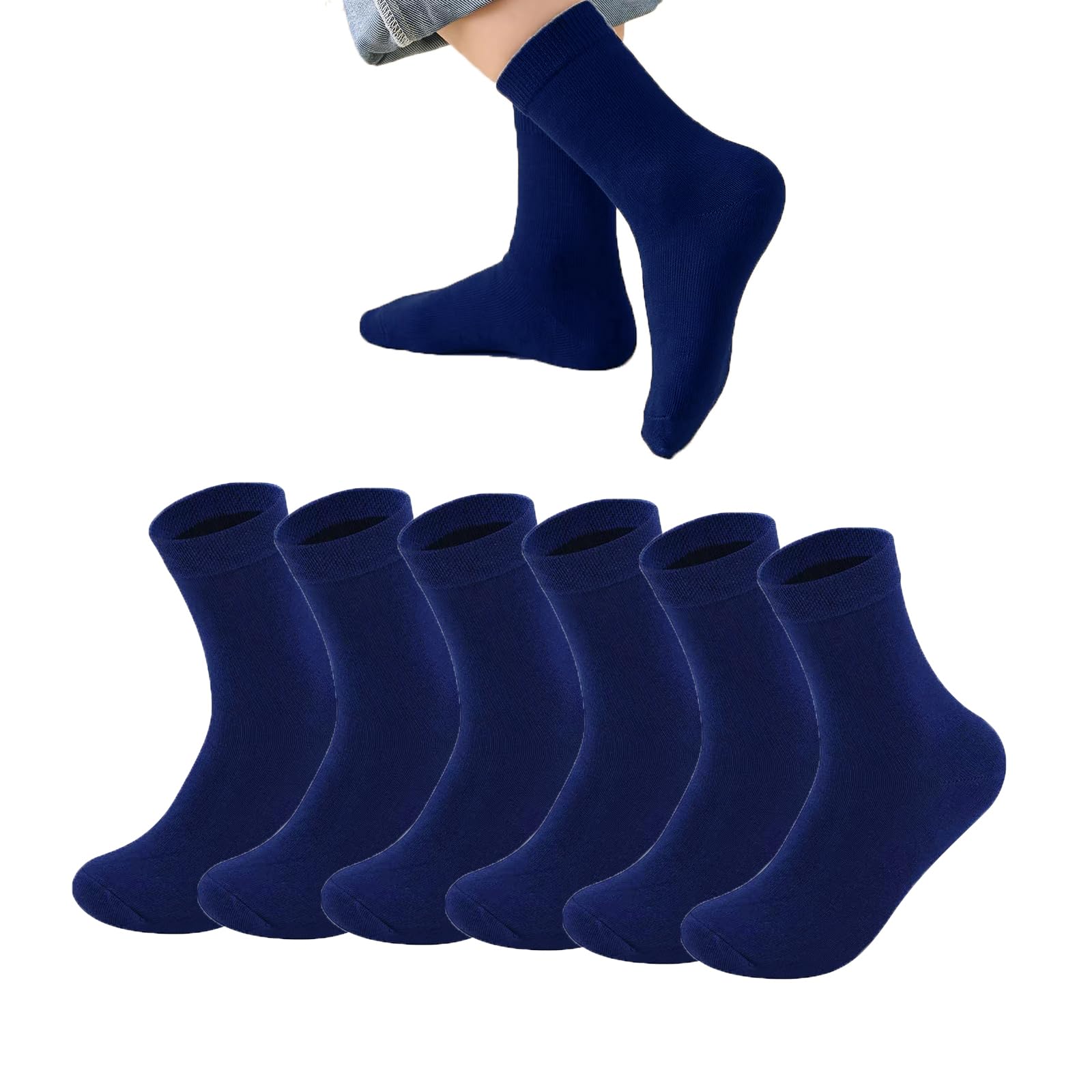 Boys White Crew Socks for Boys Cotton Seamless School Uniform Dress Socks