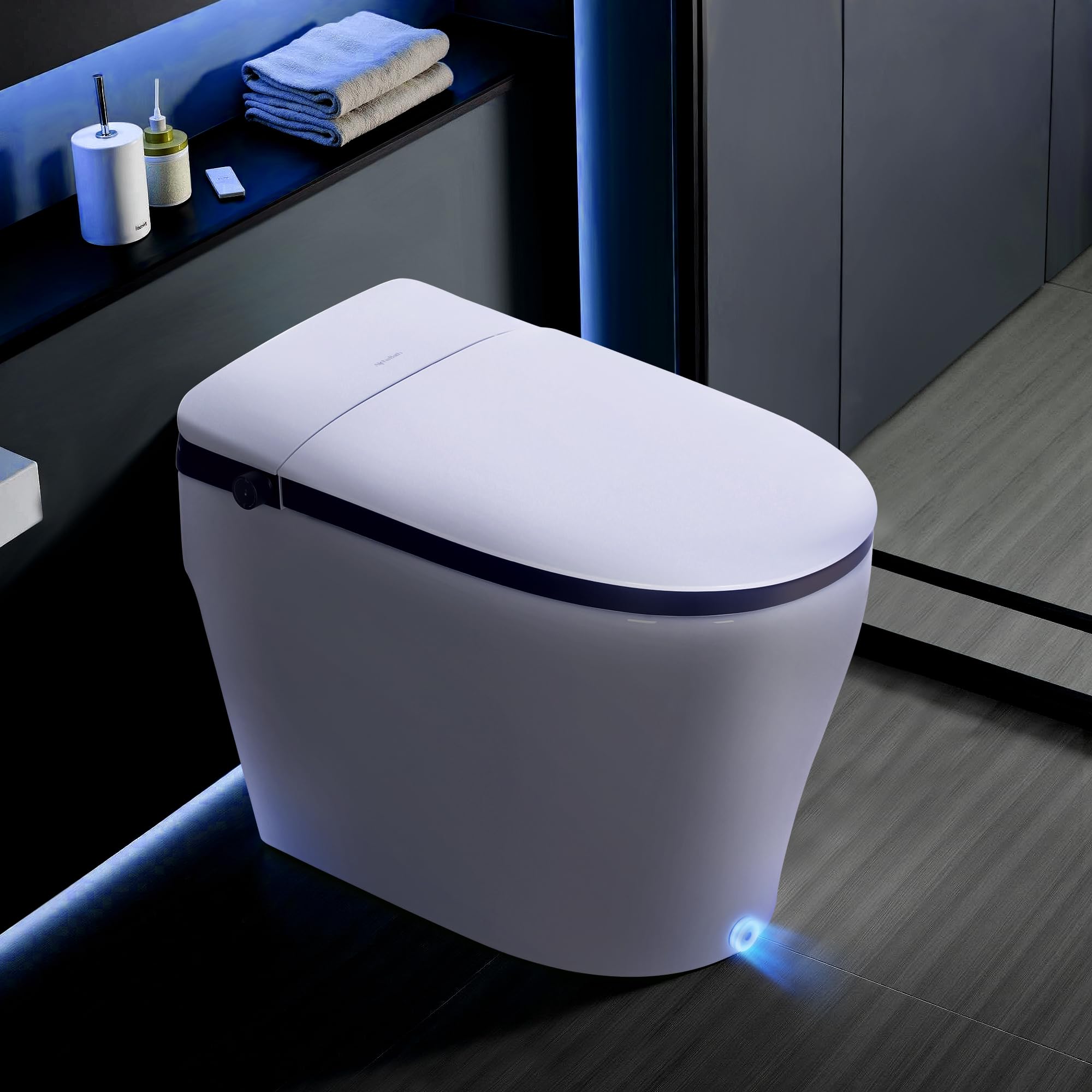 Smart Toilet, Bidet Built In, Instant Warm Water, Heated Seat, Auto Open/Close, 1000G MaP Power Auto Flush，Self Cleaning Nozzle, Water Filter, ADA Comfort Height, Night Light, Air Dryer & Deodorizer