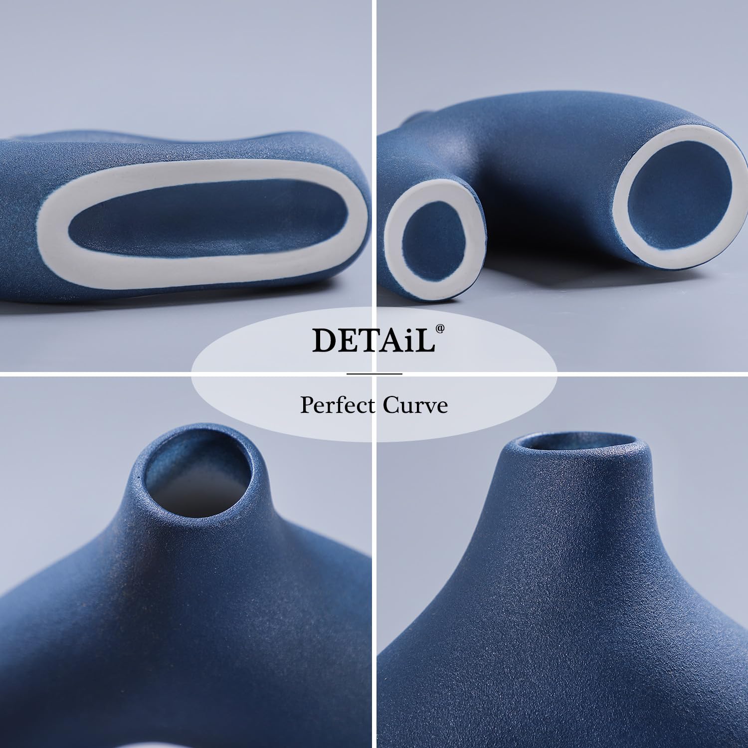 Sawoake Set di 2 vasi in ceramica blu per decorazioni moderne per la casa, rotondi, opachi, per erba della pampa, in stile minimalismo, per soggiorno, matrimonio