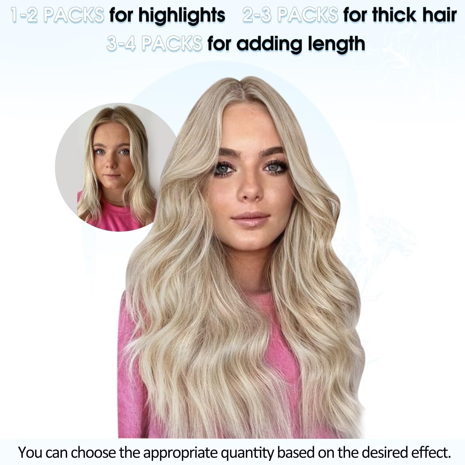 Vivien 24 Inch Micro Beads Extensions Human Hair Blonde Natural Hair Extensions Micro Ring Ash Blonde with Bleach Highlight Long Silky 50s 50g #18/613 - Image 4