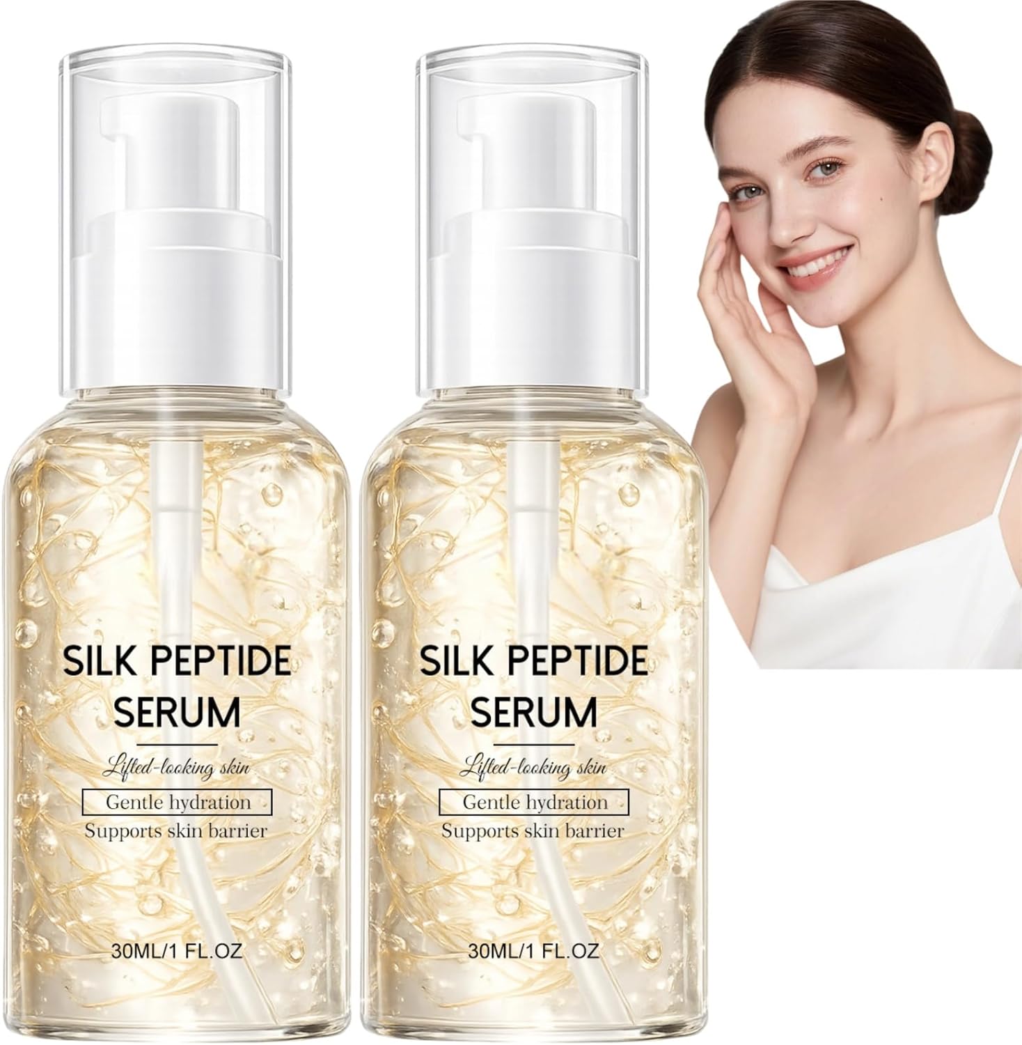 2*30ml Deep Collagen Silk Peptide Intensive Lifting Ampoule,Korean Silk Collagen Face Serum for Anti-Aging&Wrinkle Prevention,Moisturizing&Hydrating Collagen Peptides Serum for Face,Long-Lasting Care