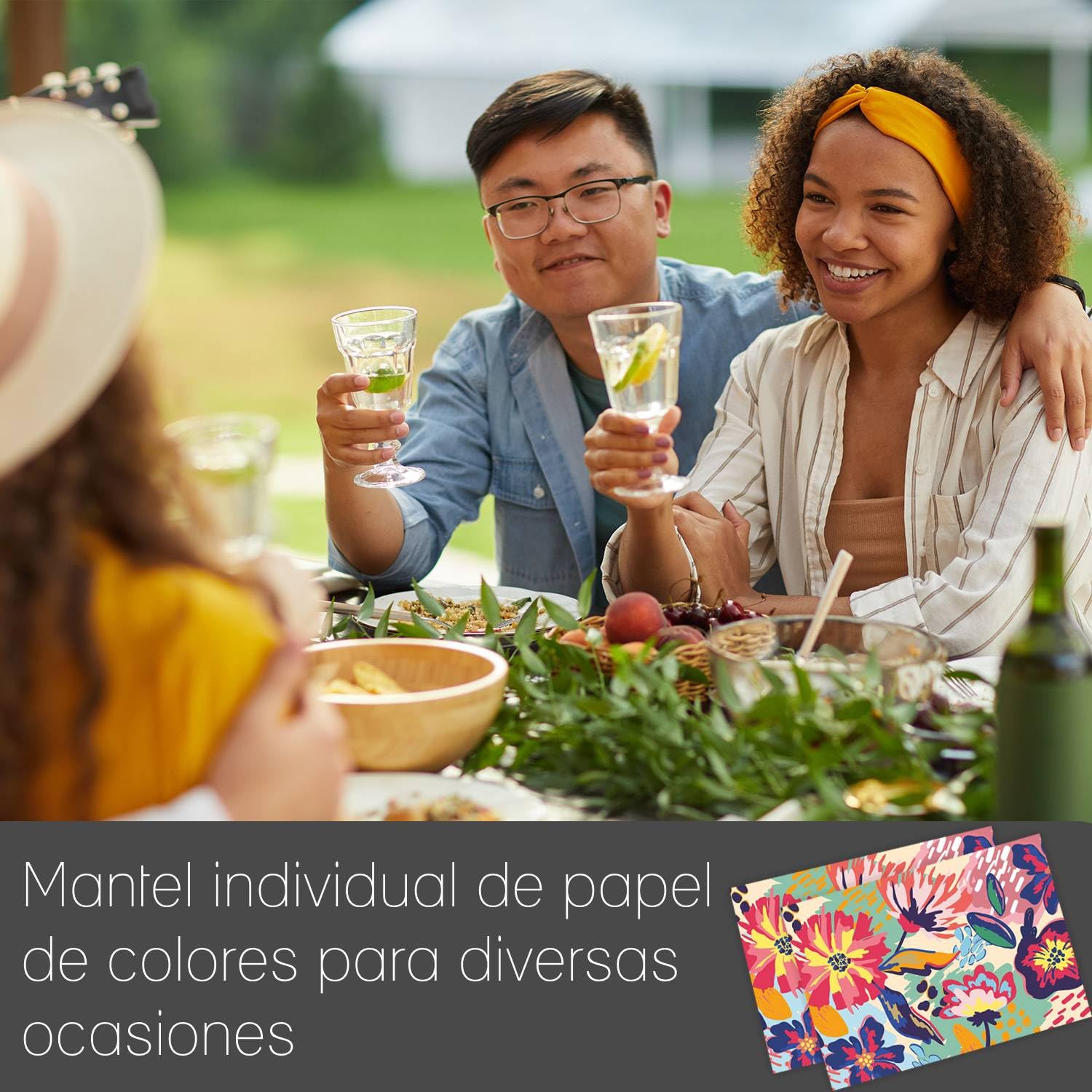 Younikat I 100 salvamanteles de mesa con diseño de flores de colores I DIN A3 I Cuadrados de papel I Diseño moderno I Manteles individuales desechables para gastronomía y hogar I dv_1021