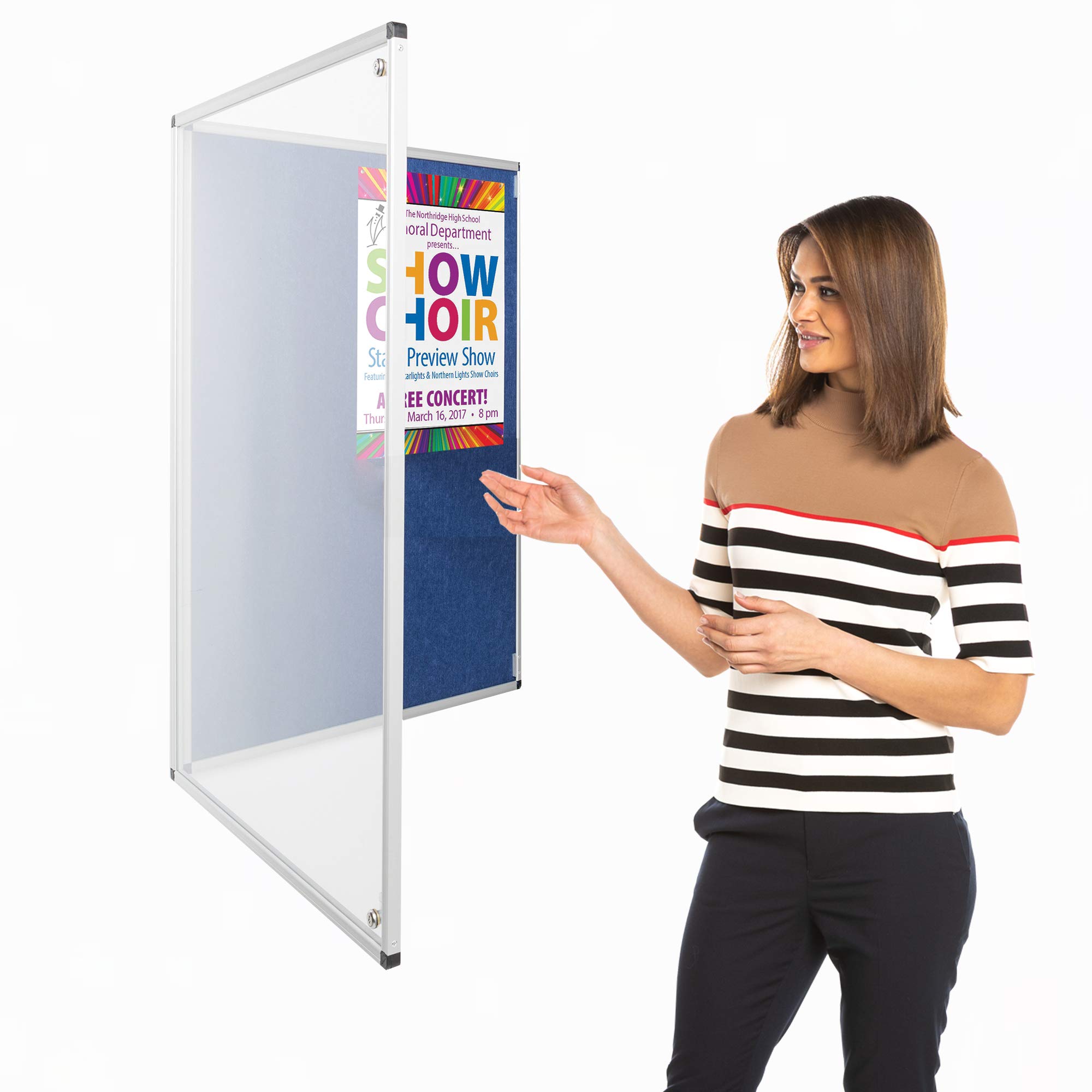 Wonderwall Tamperproof Lockable Notice Board, Light Blue, 90 x 60 cm, Fire Retardant Pin Board - Choice of 11 Colours - Ideal for Offices, Schools & Public Areas