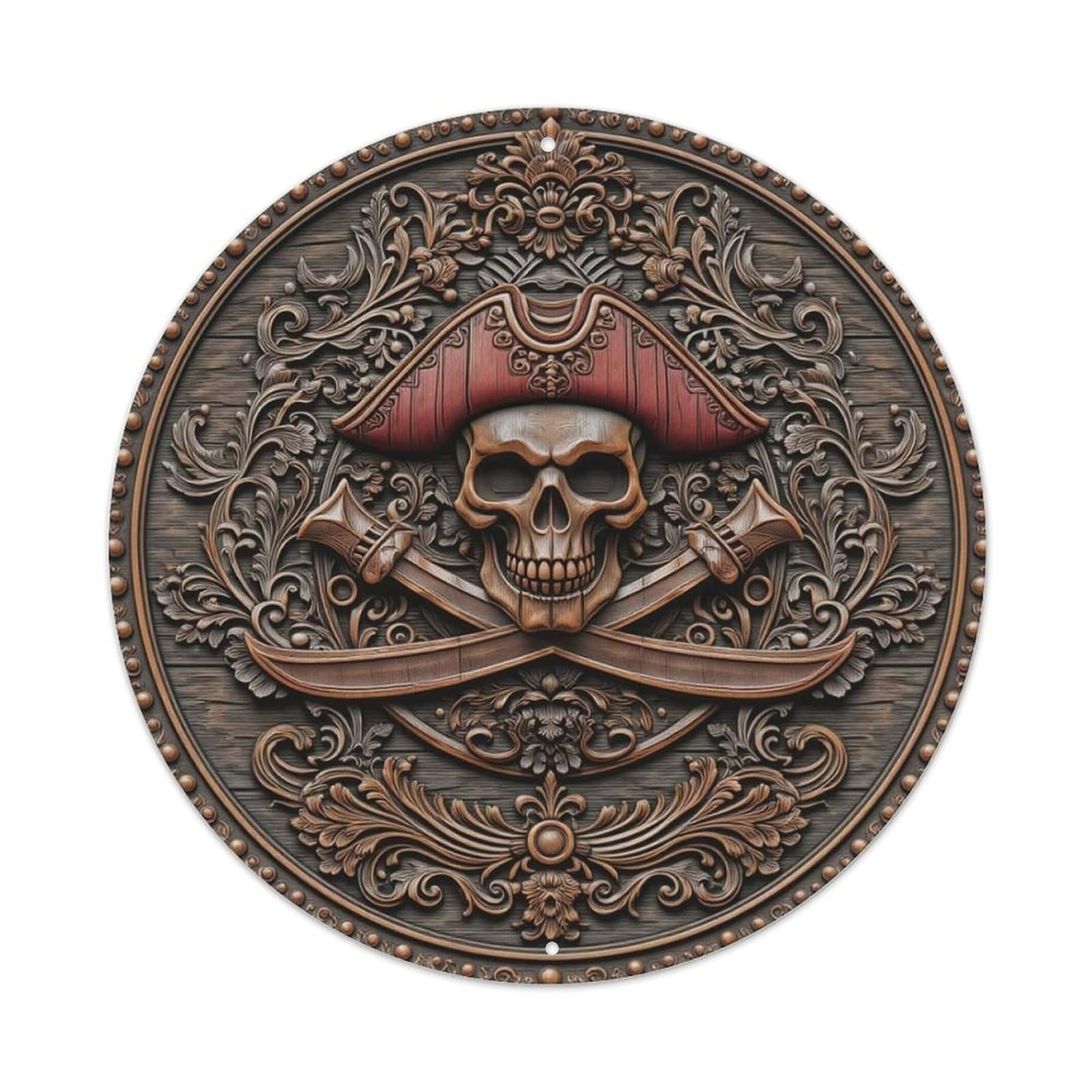 Pirate Skull With Crossed Swords Metal Tin Sign