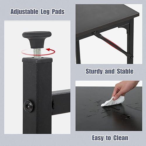 Miniatura 5 de Escritorio para computadora, mesa de estudio de 47 pulgadas con patas ajustables, escritorio de oficina grande con patas de metal, moderno marco de