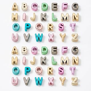 OVRUNS 52 Pcs Large Letter Beads with Large Hole 2 of A to Z Mixed Colorful Chunky Big Alphabet Beads for DIY Crafts