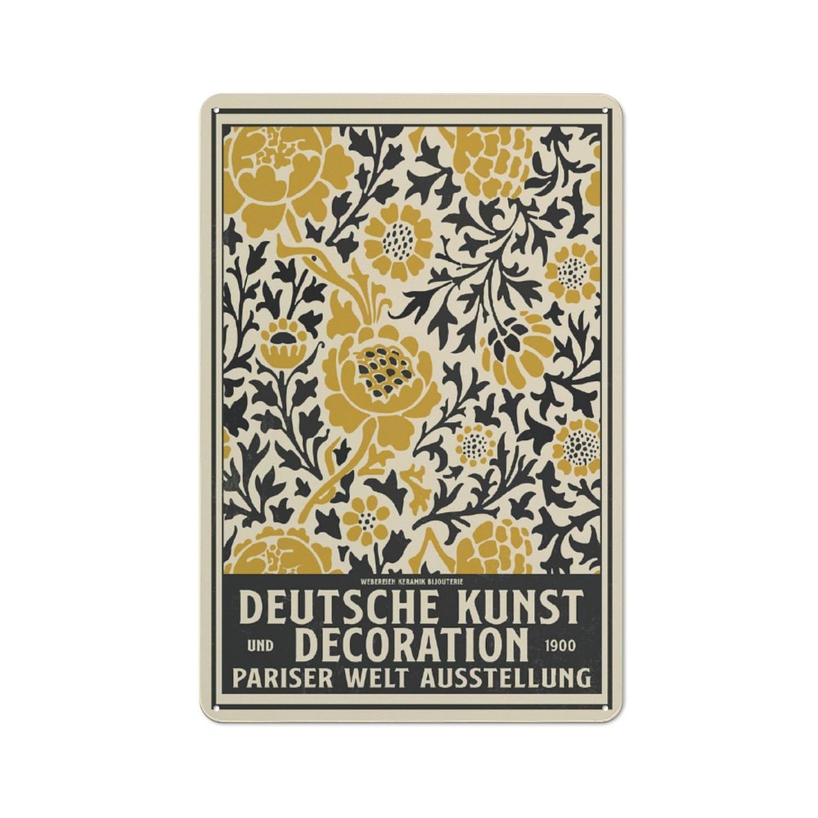 Junmoney Style Tin Wall Plaque 30X20cm With German Art Deco For Hallway Wall, A Decorative Metal Sign For Hallways And Entrance Areas