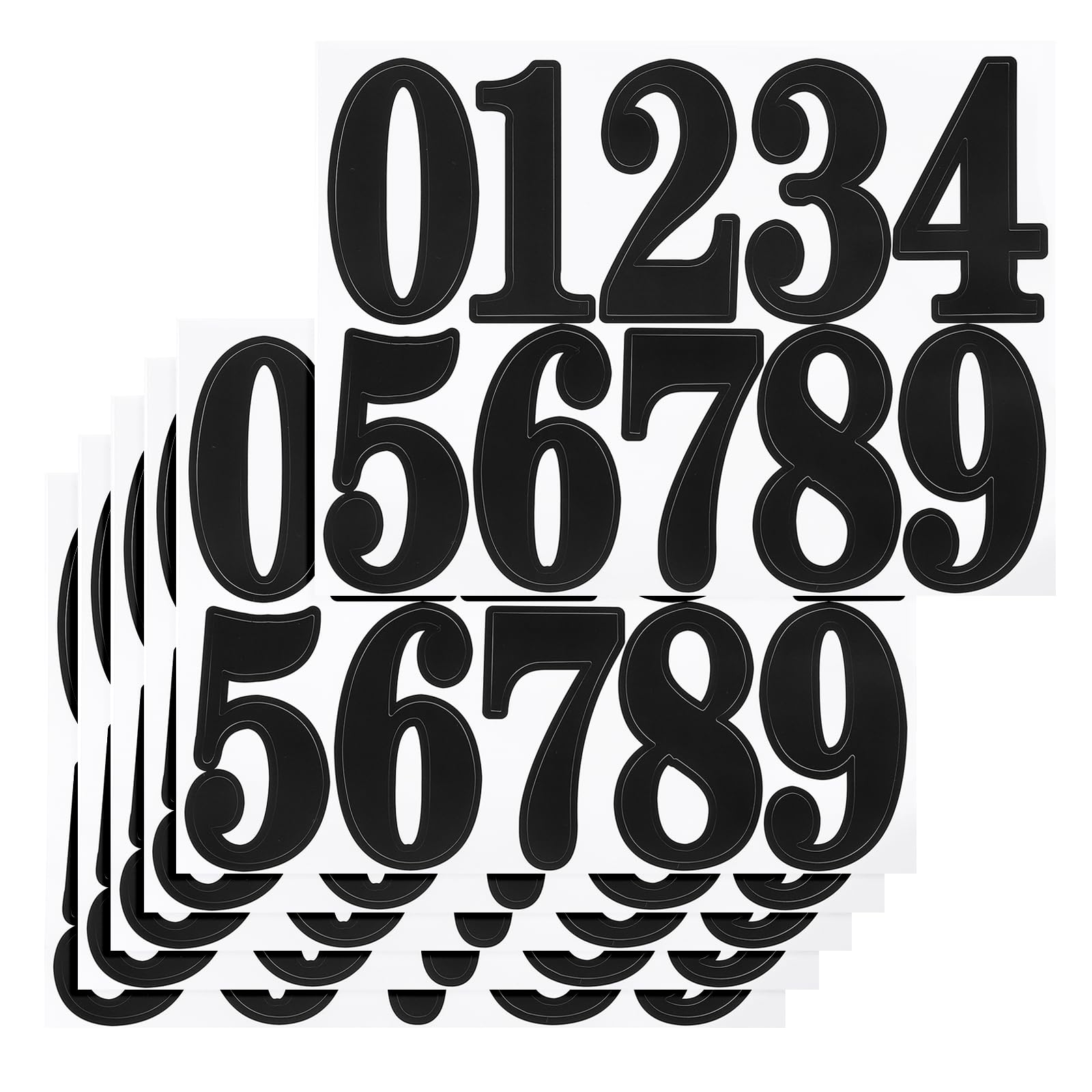 PATIKIL 60 Pcs 6 Sheets Mailbox Numbers, 4 Inch Waterproof Vinyl Black Mailbox Numbers for Outside Self Adhesive Stickers for Address House
