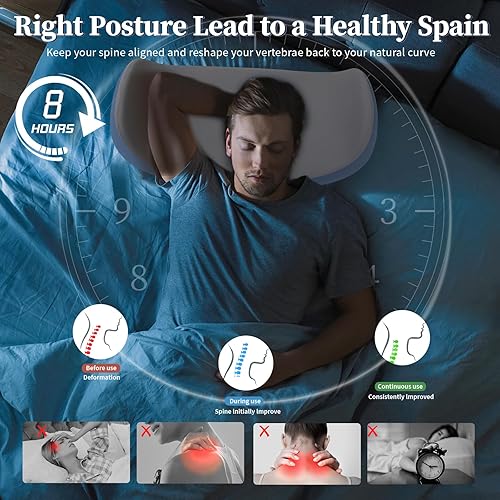 Miniatura 6 de Almohada cervical para el cuello, almohadas ergonómicas para adultos, almohadas de apoyo de cuello de espuma viscoelástica para dormir lateral, boca