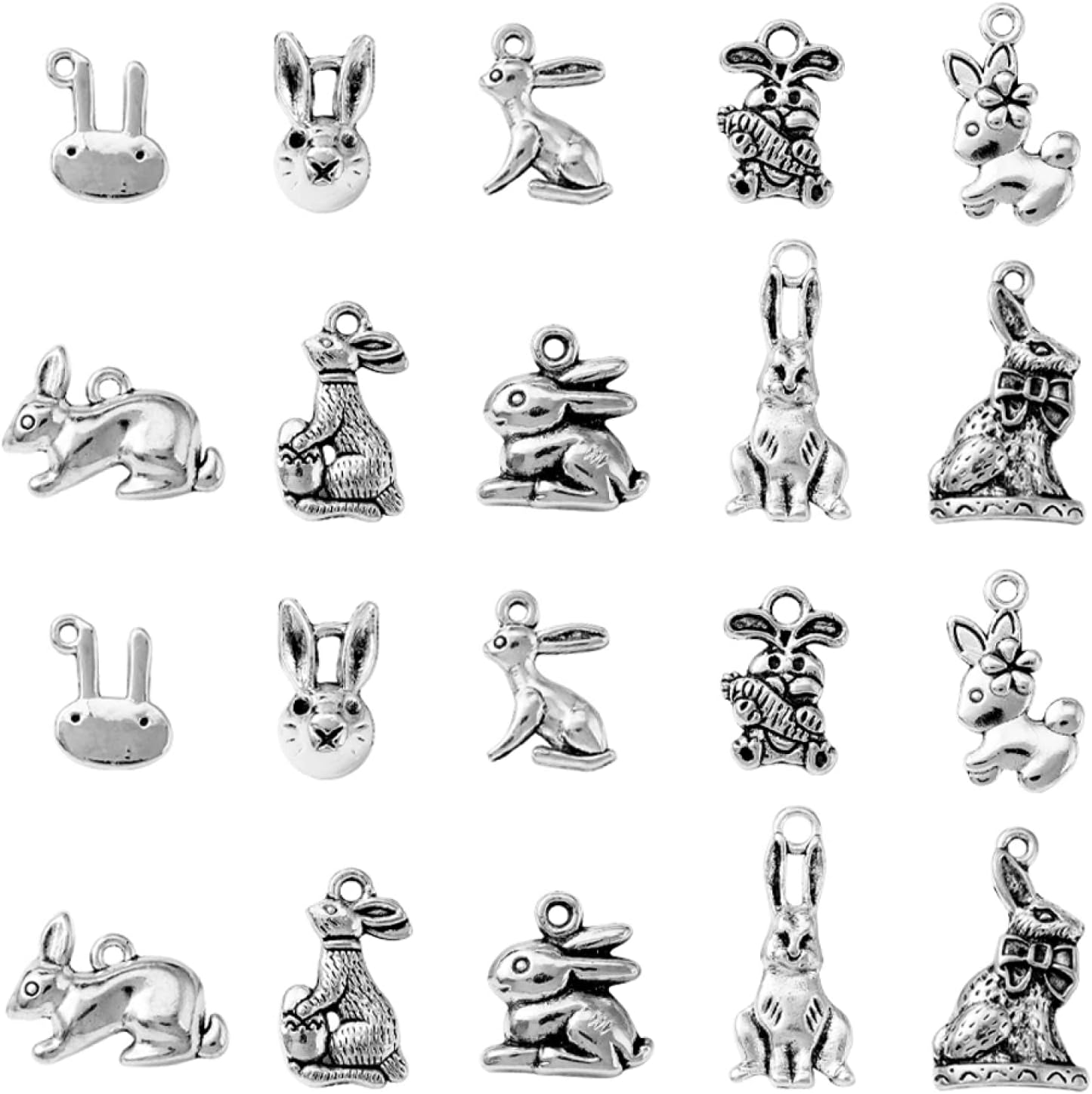 Amazon.com: Stiesy 100 Pcs 10 Style Cute Rabbit Theme Charms Tibetan ...