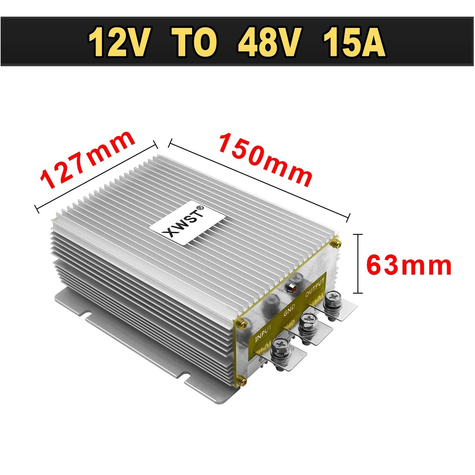 Przetwornica prądu stałego o dużej mocy, 12 V do 48 V, falownik samochodowy 10 A, 15 A, 480 W, 720 W (15A Aluminum Pro M)