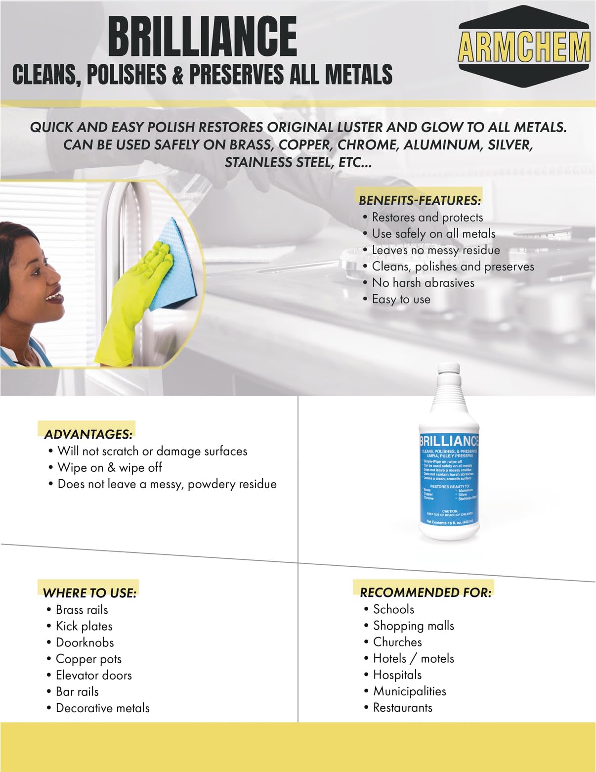 Brilliance Metal Polish and Preservative, Professional Grade, Case of 12