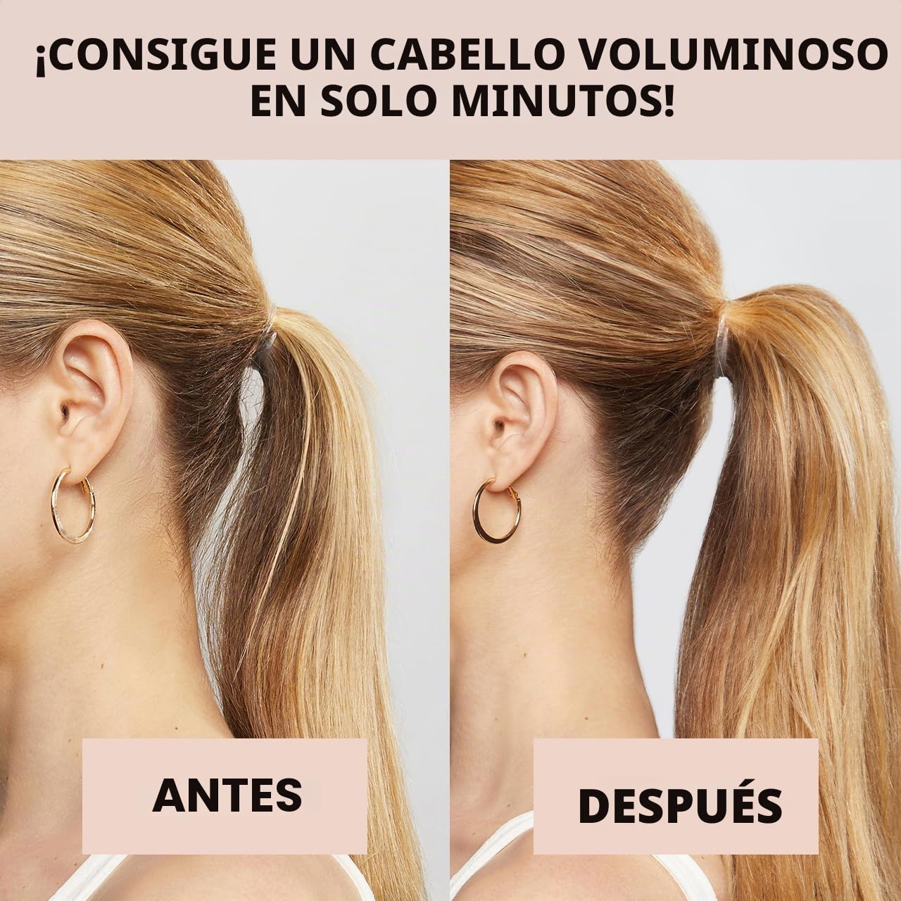 Kitsch PONYFULL - Herramienta voluminizadora para el cabello, añade volumen y elevación a la coleta, moldeador de moño para mujer, incluye 3 gomas elásticas antienganche, regalo para mujer, rubio