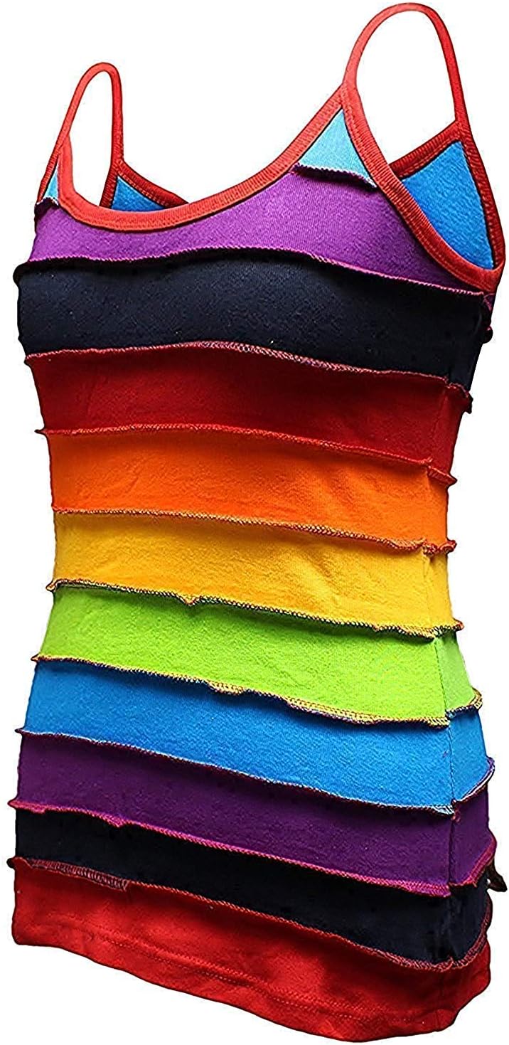 Shopoholic Fashion Womens Rainbow Striped Hippie Summer Tank Tops - Image 2