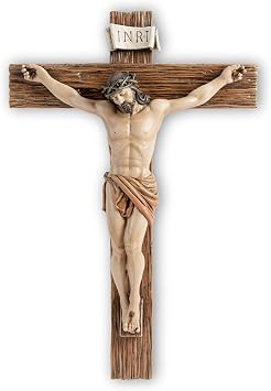 DevotedWalls 12" H Corpus Crucifix for Wall, Lifelike Jesus Chirst Statue Cross for Church,Chapels and Home, Jesus on the Cross, Resin Traditional Crucifixion with Full-body Presence Full Color