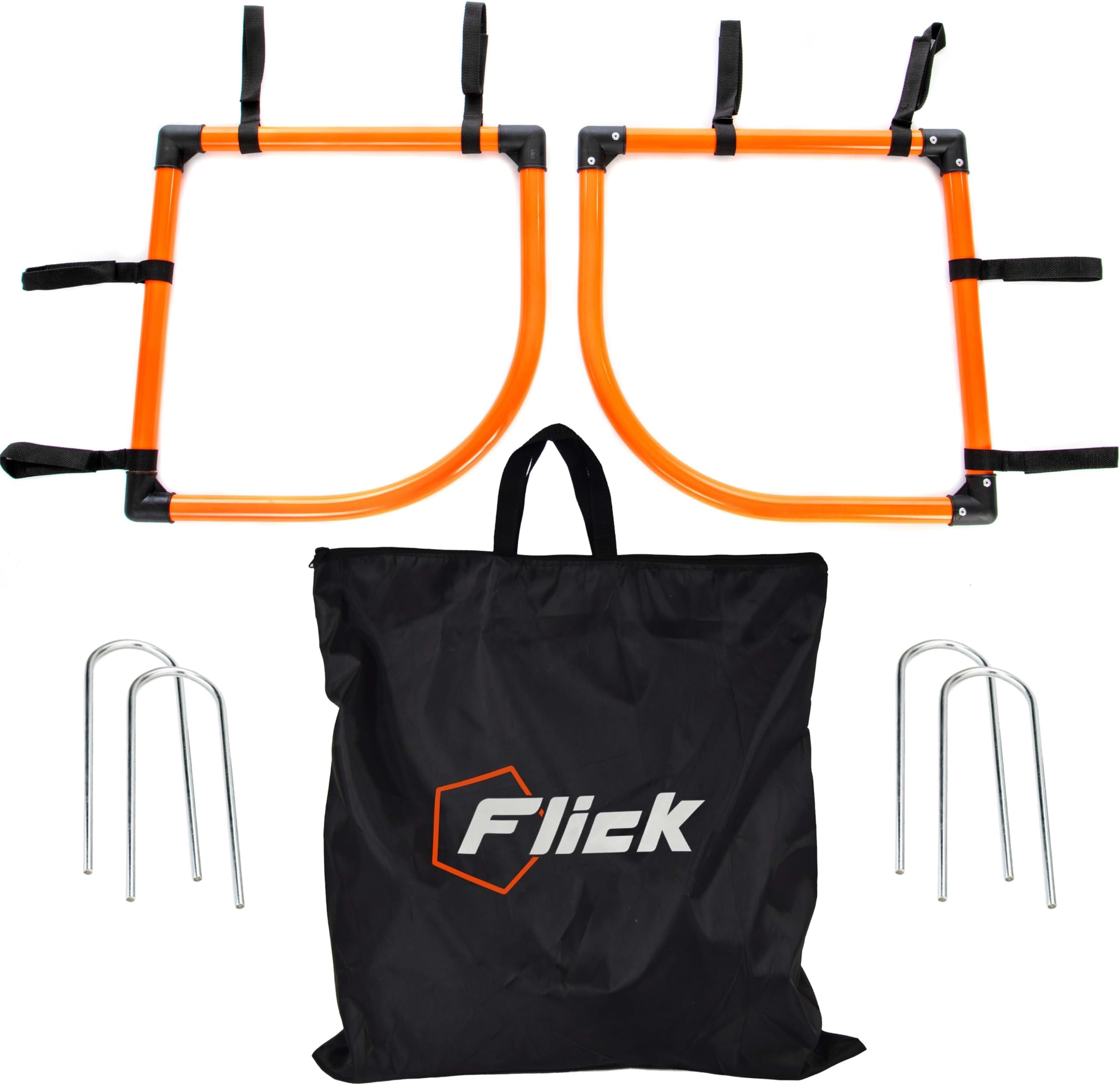 FLICK Urban Corner Shot Top Bins | Football Goal Target Nets for Accuracy Training | Fits all Goals | For Garden or Pitch Use, Black & Orange