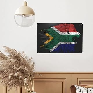 XIDKEISLP Lion south africa south african flag Sign Funny Novelty Kitchen Bar Garage Home Decor Wall Art Tin Signs