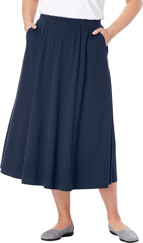 Woman Within Plus Size Petite 7-Day Knit A-Line Skirt