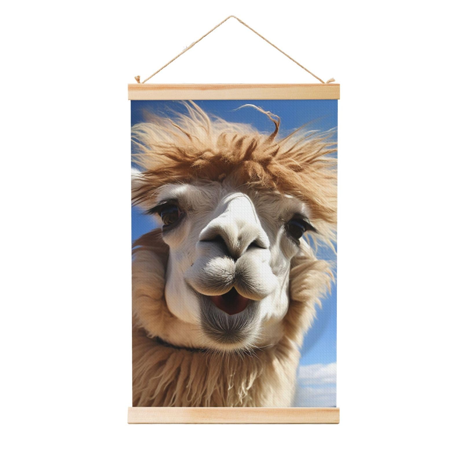 Funny Alpaca Llama Posters Wooden Shaft Hanging Poster Canvas Prints Scroll Wall Art Painting Vintage Wall Banner Modern Artwork Decor for Home Decor Ready to Hang 20"x30"
