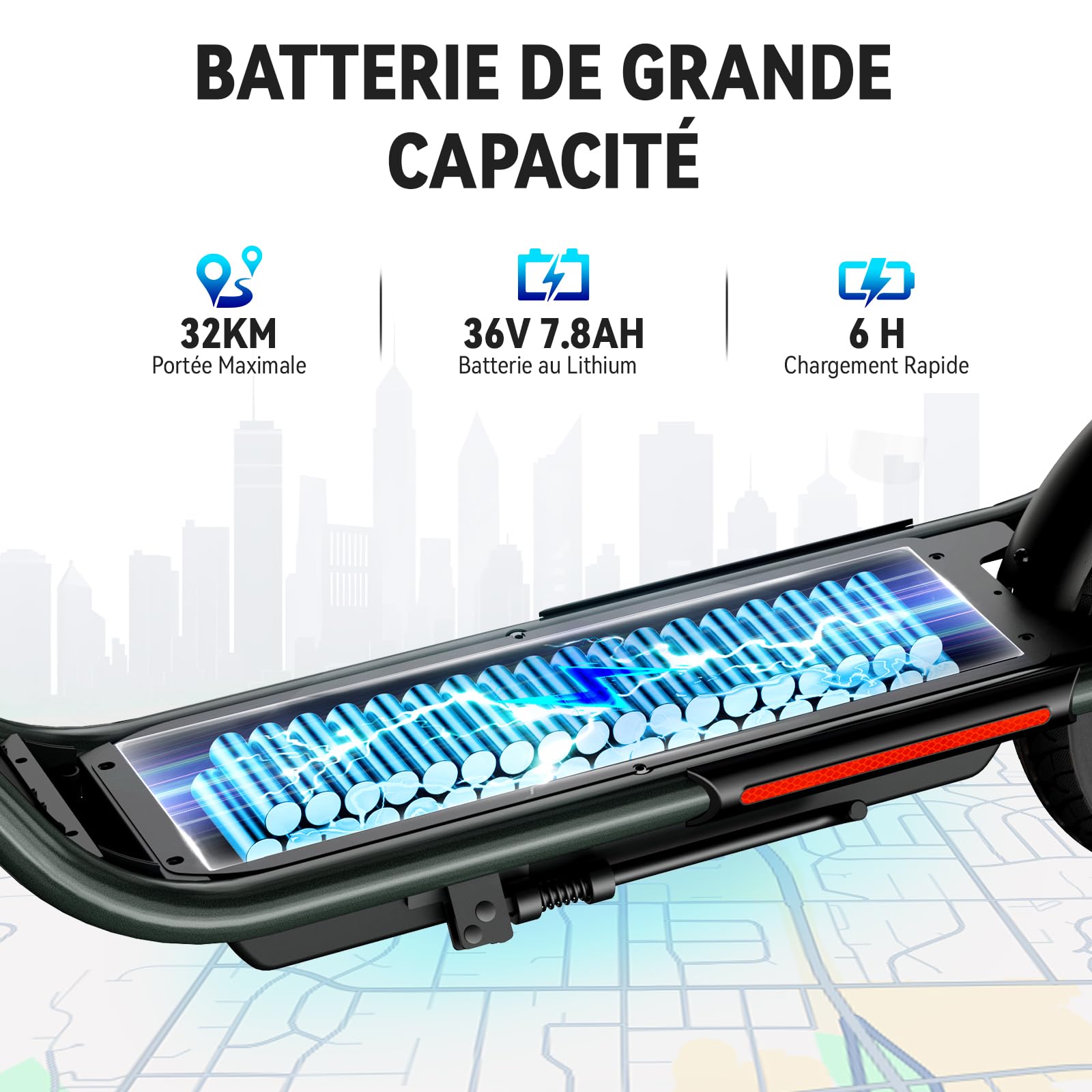SISIGAD Trottinette Électrique Adulte 12 Pouces Trottinette Électrique Pliable avec Panier, 36V 7.8AH Batterie 25km/h Vitesse 300W Moteur, Scooter Électrique avec Double Frein et Lumière