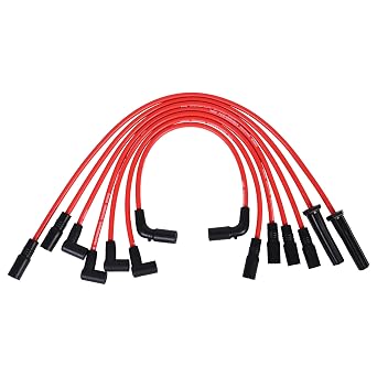 RLP Silicone Spark Plug Wires Set 8.0mm Red Replacement for Chevy Express 2500 C1500 K1500 Blazer GMC Jimmy Savana Sonoma Isuzu Oldsmobile V6 4.3L-Pack of 7