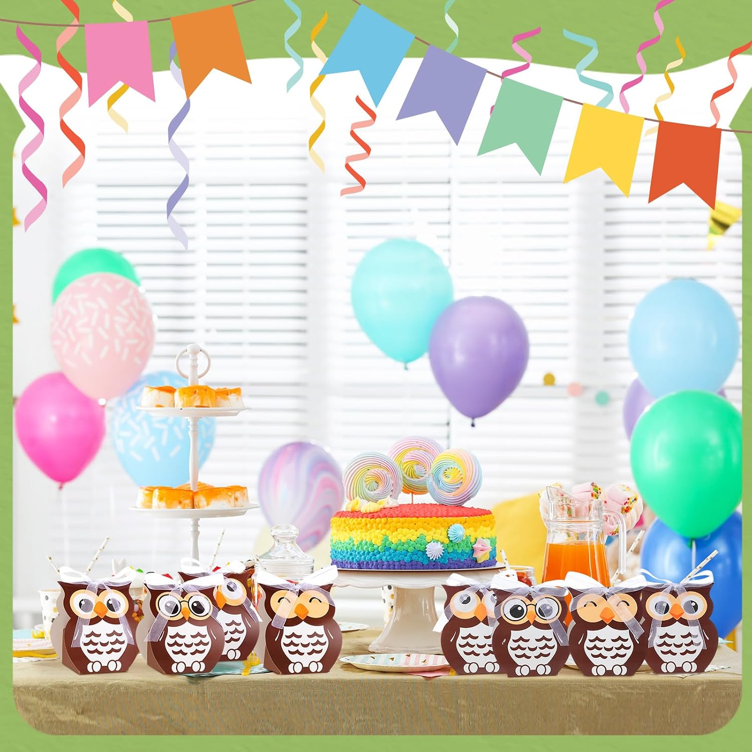 SilTriangle 24 Sets Owl Gift Bags Party Favor Boxes Treat, Brown